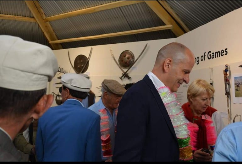 International visitors welcomed with garlands inside the Heritage Museum Laspur