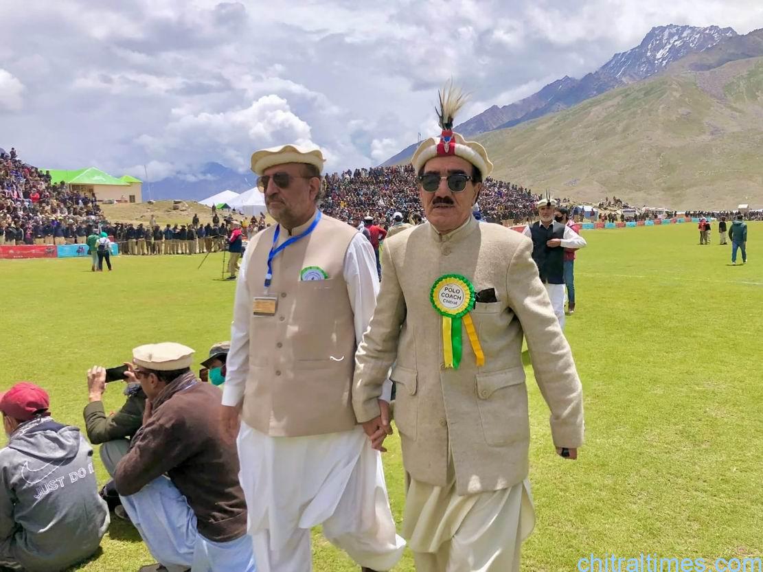 Yaftali as Chief Polo Coach at Shandur with mountains in background